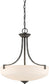 19"W Chester 3-Light Pendant Iron Black