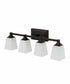 27"W 4-Light LED Bath Vanity Light Fixture Oil Rubbed Bronze Finish with Square Glass Shades