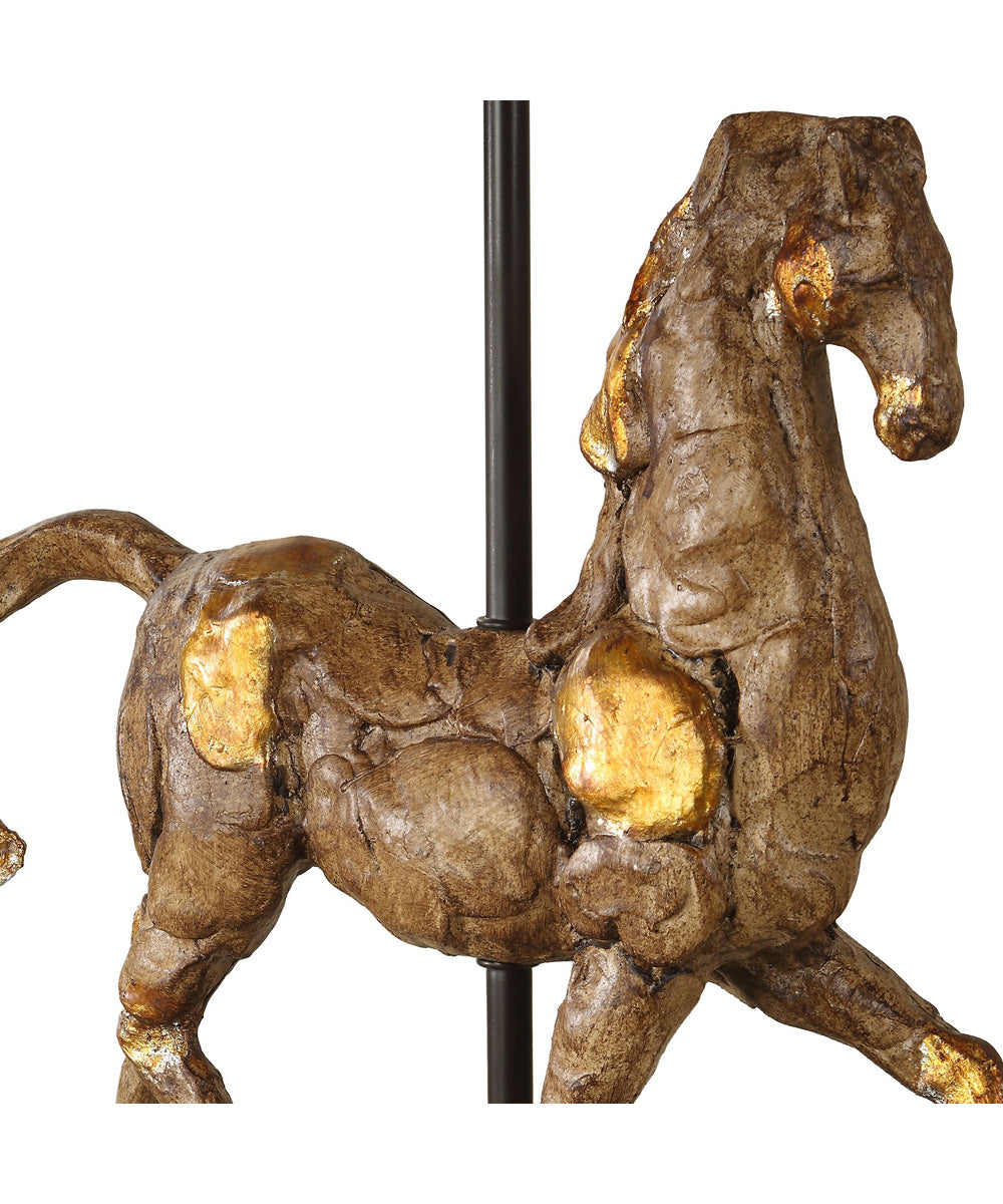 Table Lamp with Black Base and Aged Brown with Gold Accents