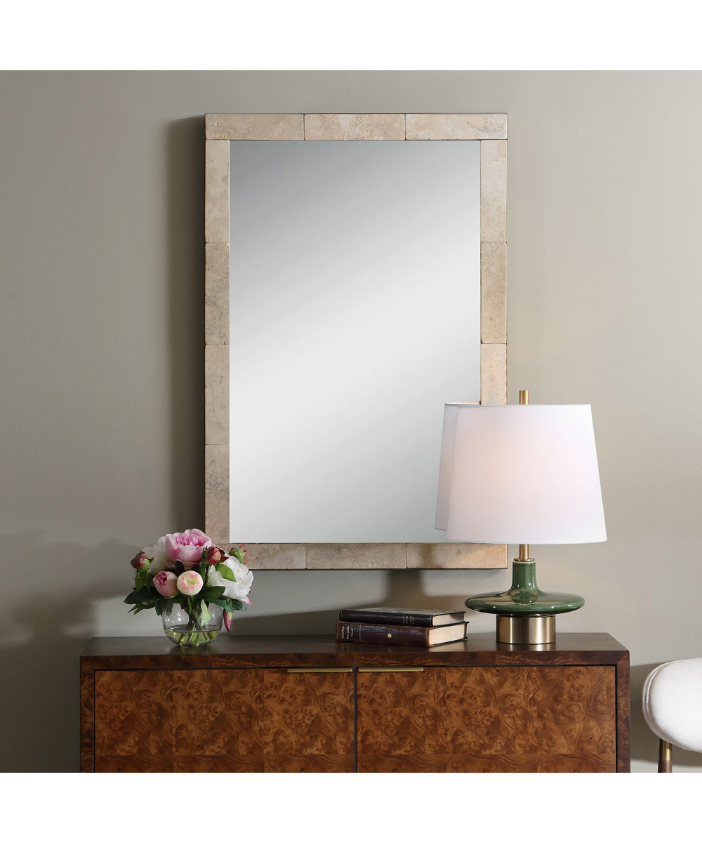 Pave Rectangular Travertine Mirror