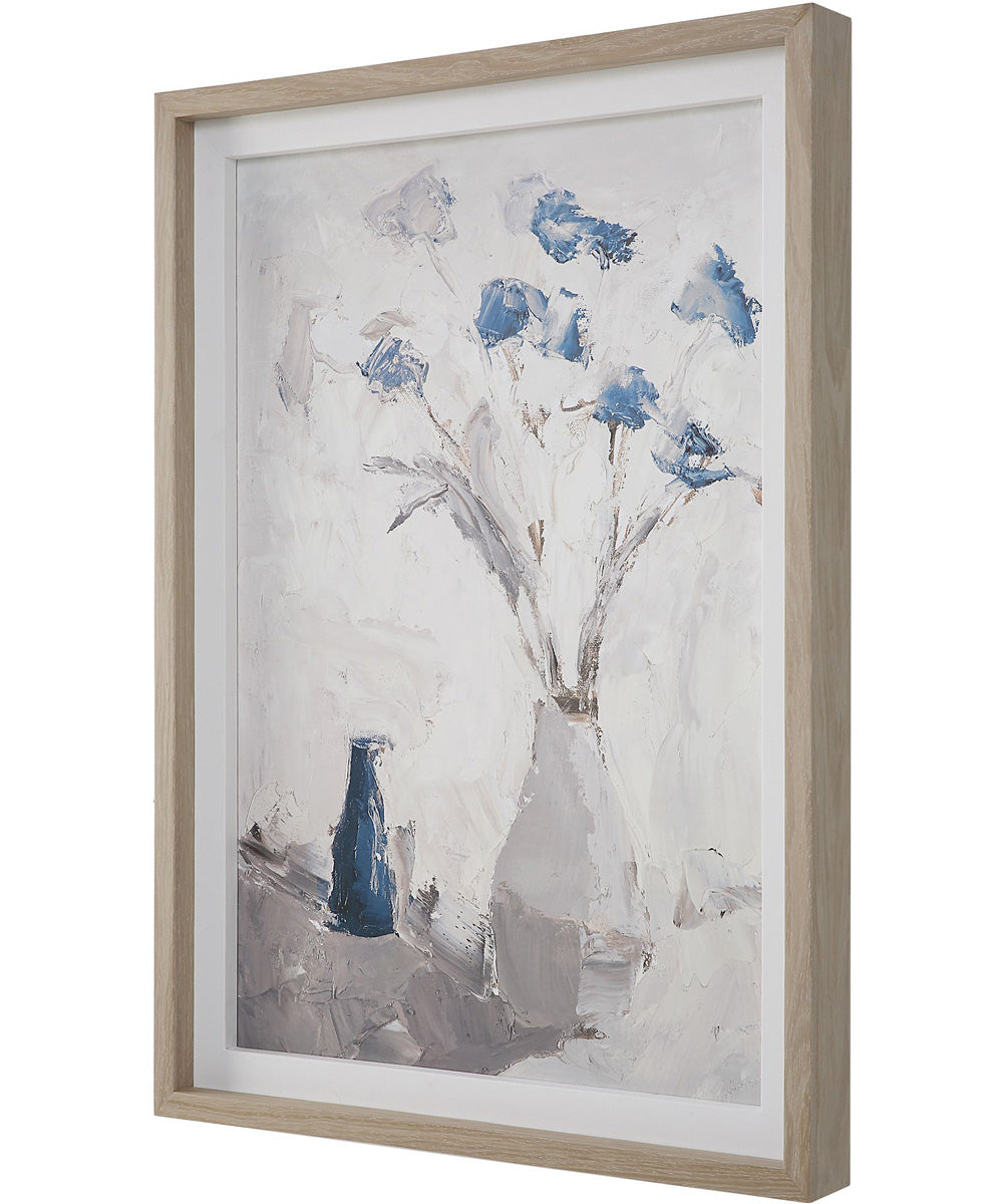 Blue Flowers In Vase Framed Print