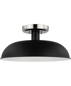 Colony 1-Light Close-to-Ceiling Matte Black / Polished Nickel