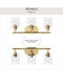 Reines 3-Light Bath Vanity with Clear Glass Shades Brushed Gold