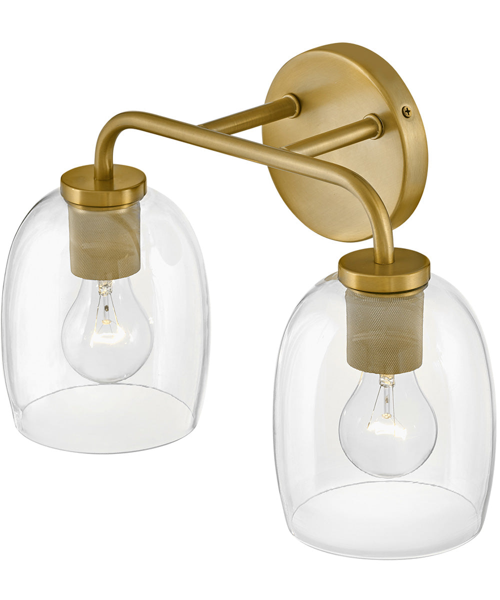 Percy 2-Light Small Two Light Vanity in Lacquered Brass