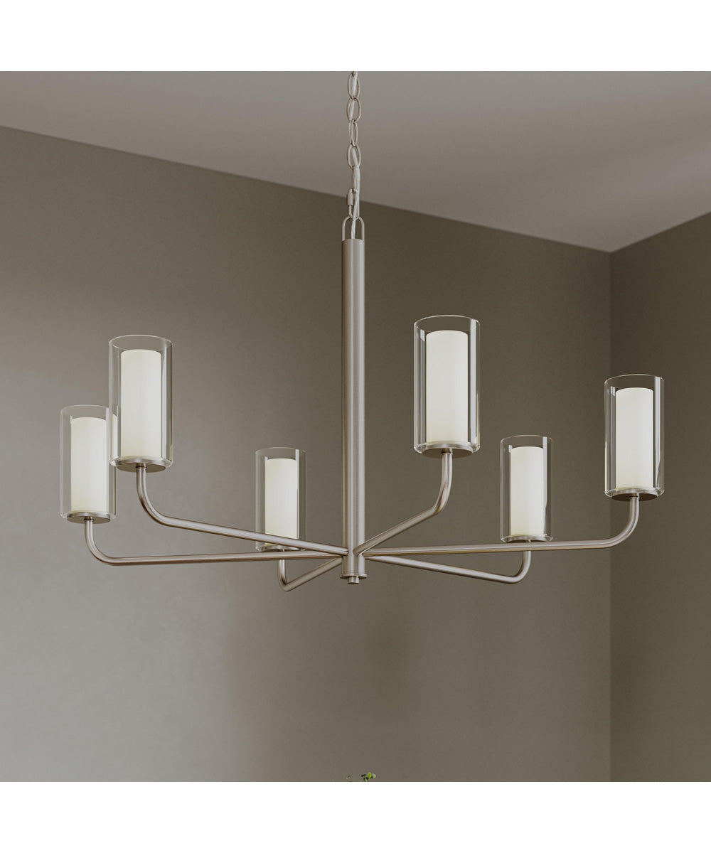 Mack 6-Light Chandelier with Layered Glass Shades Brushed Nickel