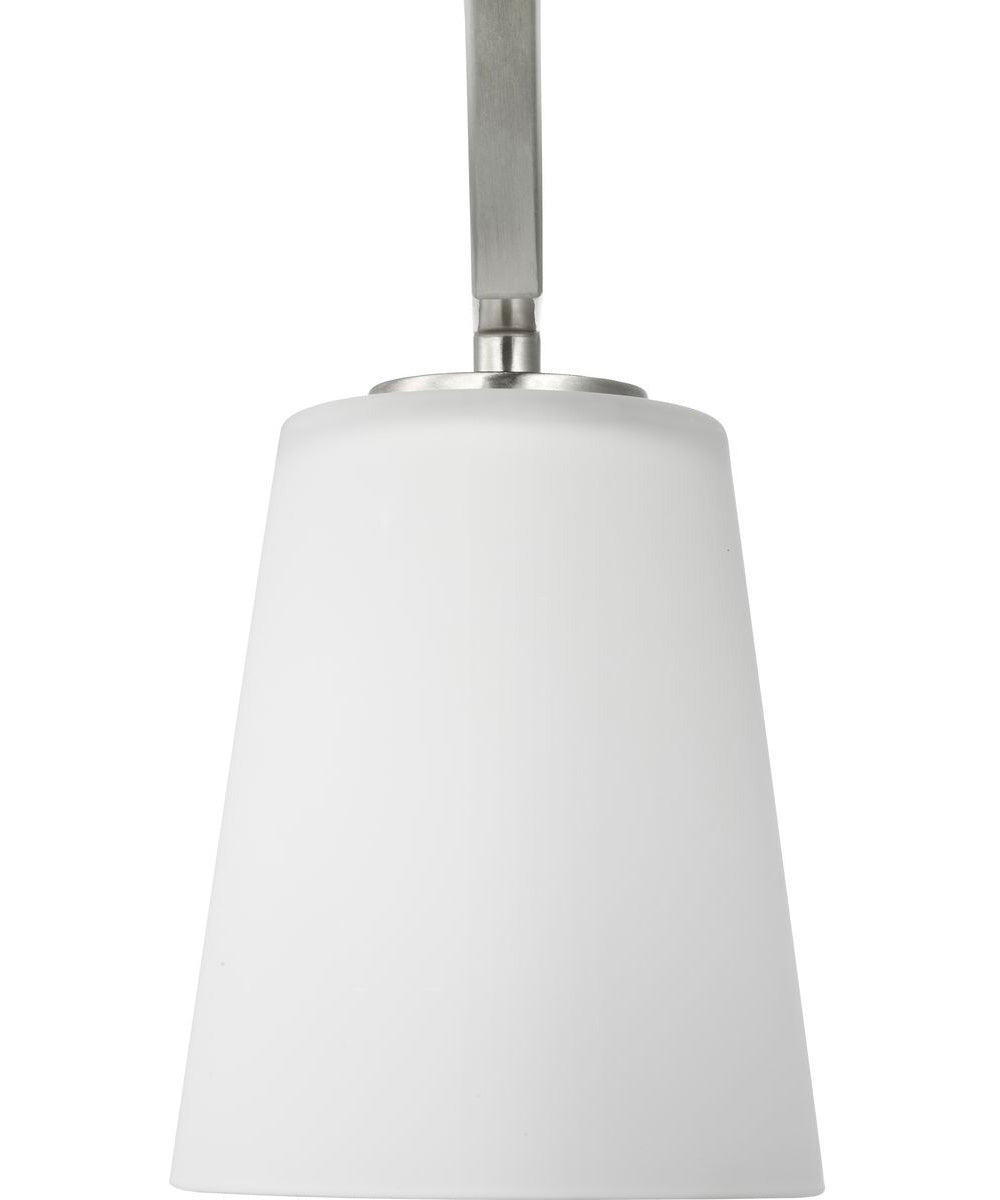 Vertex 3-Light Etched White Convertible Chandelier Brushed Nickel