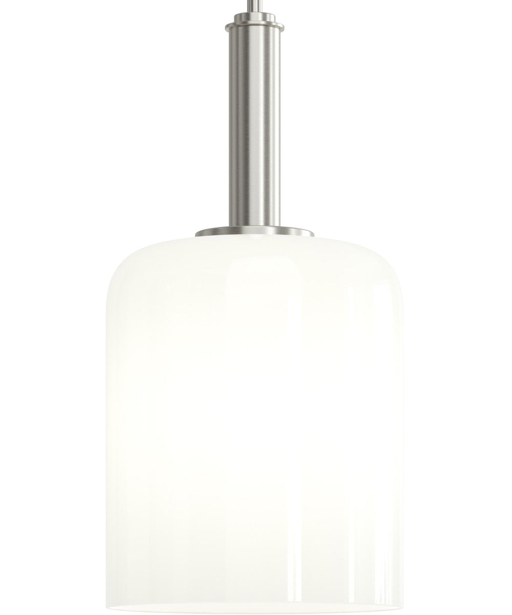 Reines 1-Light Pendant with Opal Glass Shade Brushed Nickel