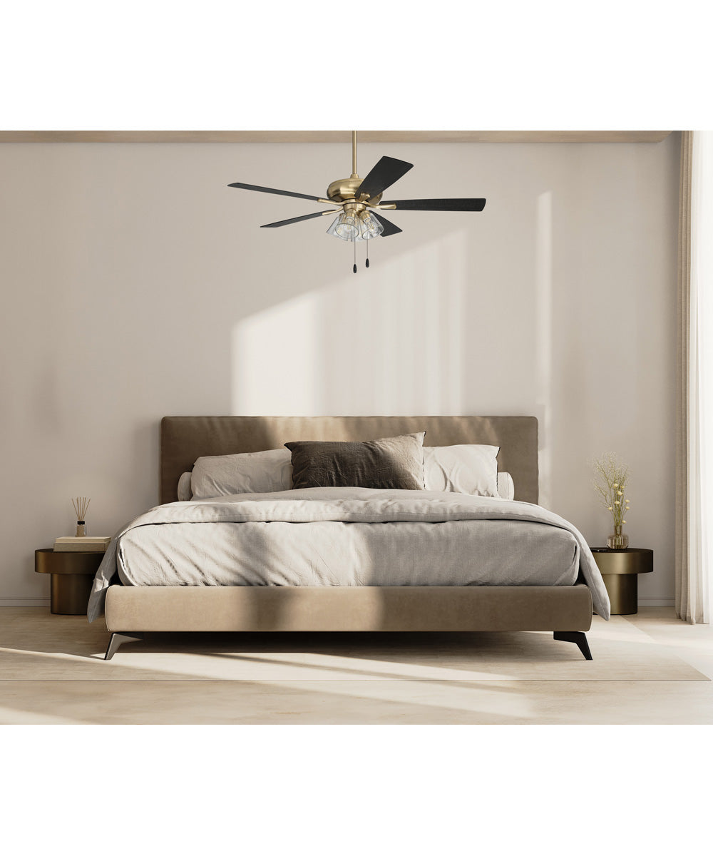 Eos Clear 4 Light 4-Light Fan Satin Brass
