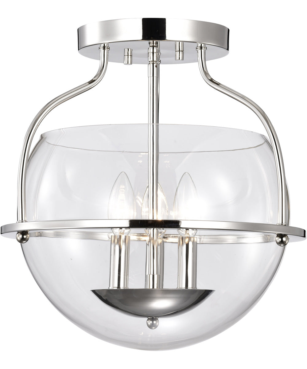 Amado 3-Light Close-to-Ceiling Polished Nickel