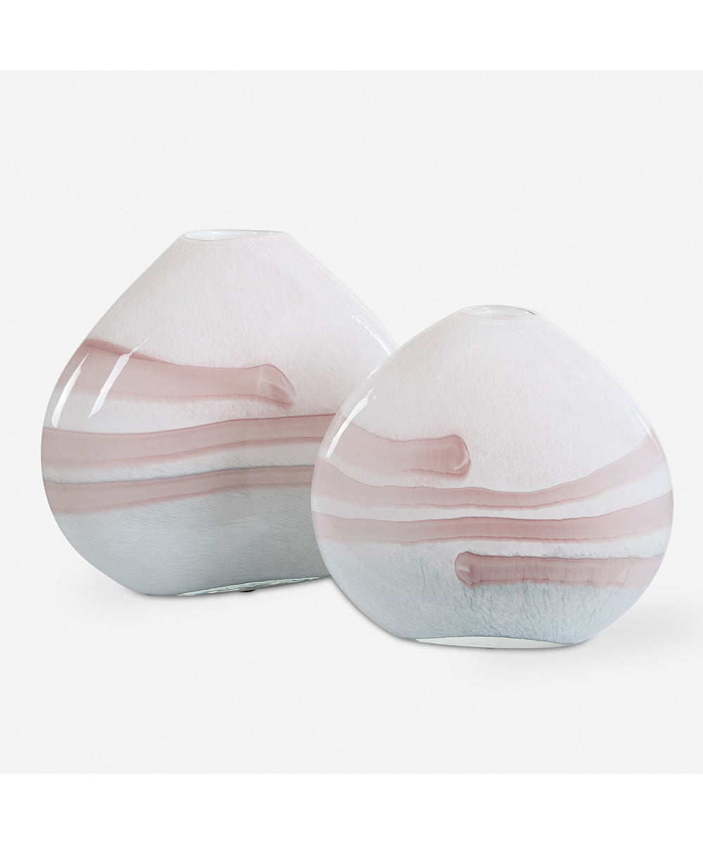Blush Swirl Glass Vases, Set of 2