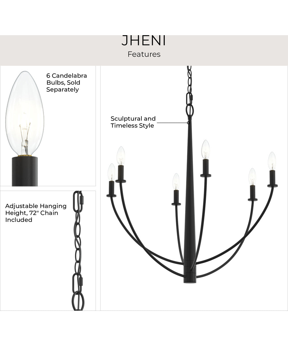 Jheni 6-Light Chandelier Matte Black