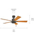 52" Lucian II 5-Blade Ceiling Fan Olde Bronze with Cherry/Walnut Blades by Kichler