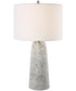 Distressed Ceramic Tapered Table Lamp with White Linen