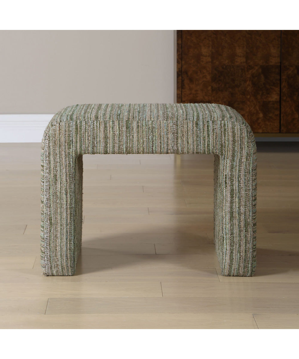 Waterfall Bench with Textured Green Upholstery