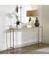 Console Table with Mirrored Shelves in Warm Gold