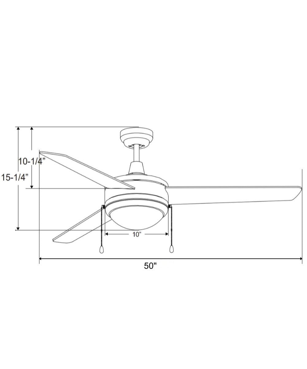 50" Contempo 3-Blade Ceiling Fan Oil Rubbed Bronze Finish with Integrated LED Light