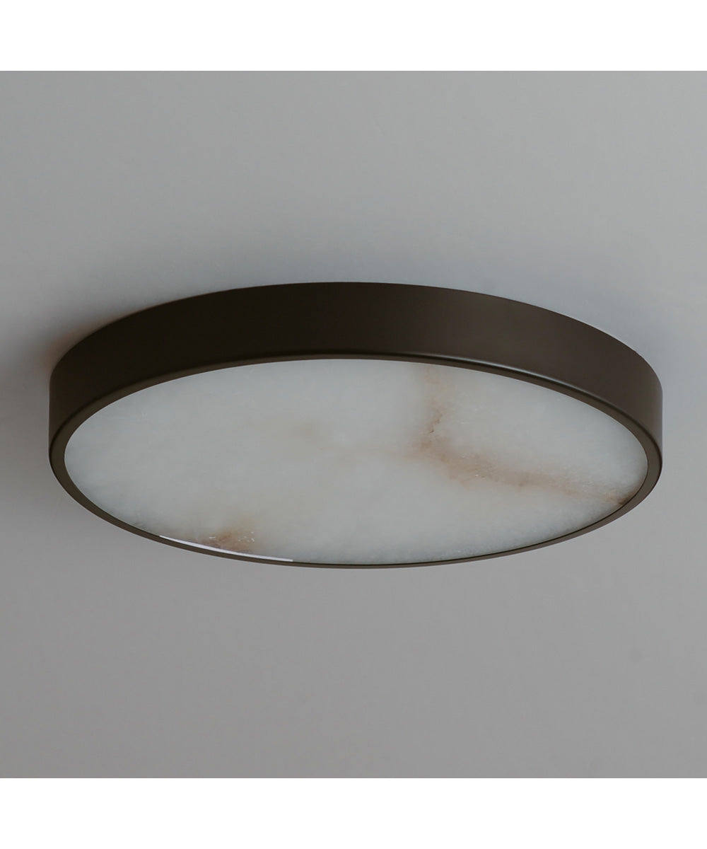Slab 9 inch LED Alabaster Flush Mount Dark Bronze