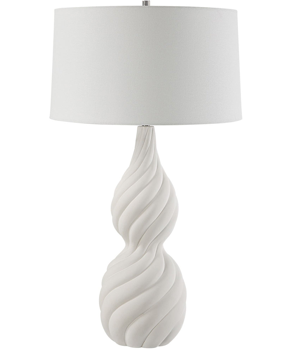 Twisted Swirl White Table Lamp