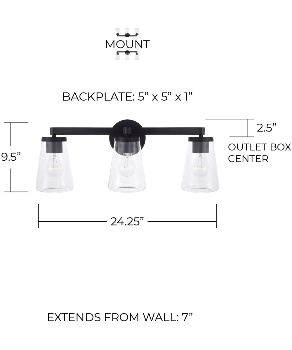 Aaron 3-Light Vanity Matte Black