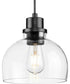 Garris 1-Light Clear Glass Transitional Mini-Pendant Matte Black