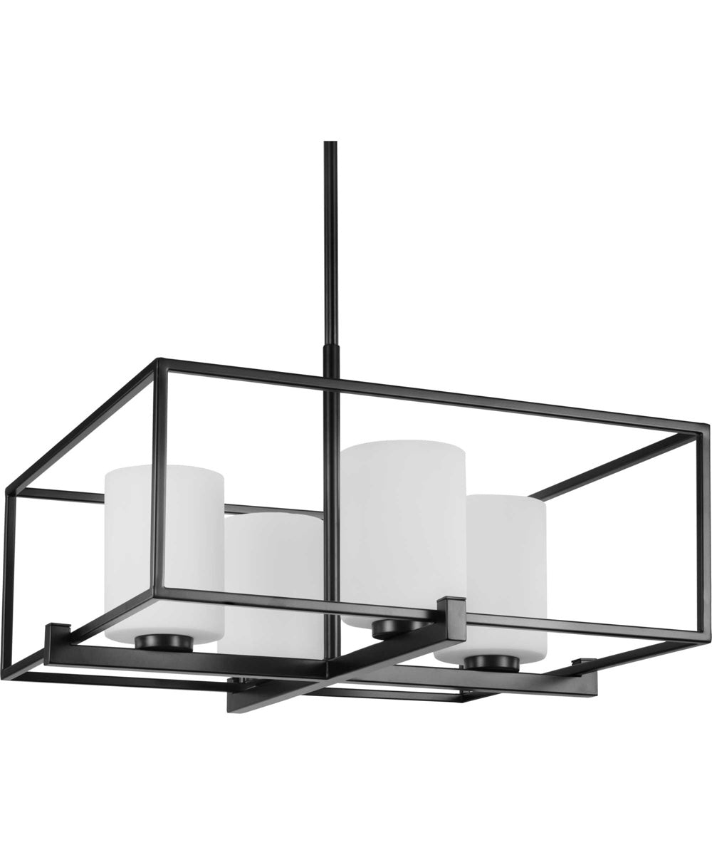 Chadwick 4-Light Etched Opal Glass Modern Chandelier Light Matte Black