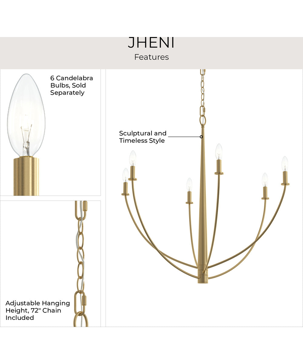 Jheni 6-Light Large Chandelier Brushed Gold