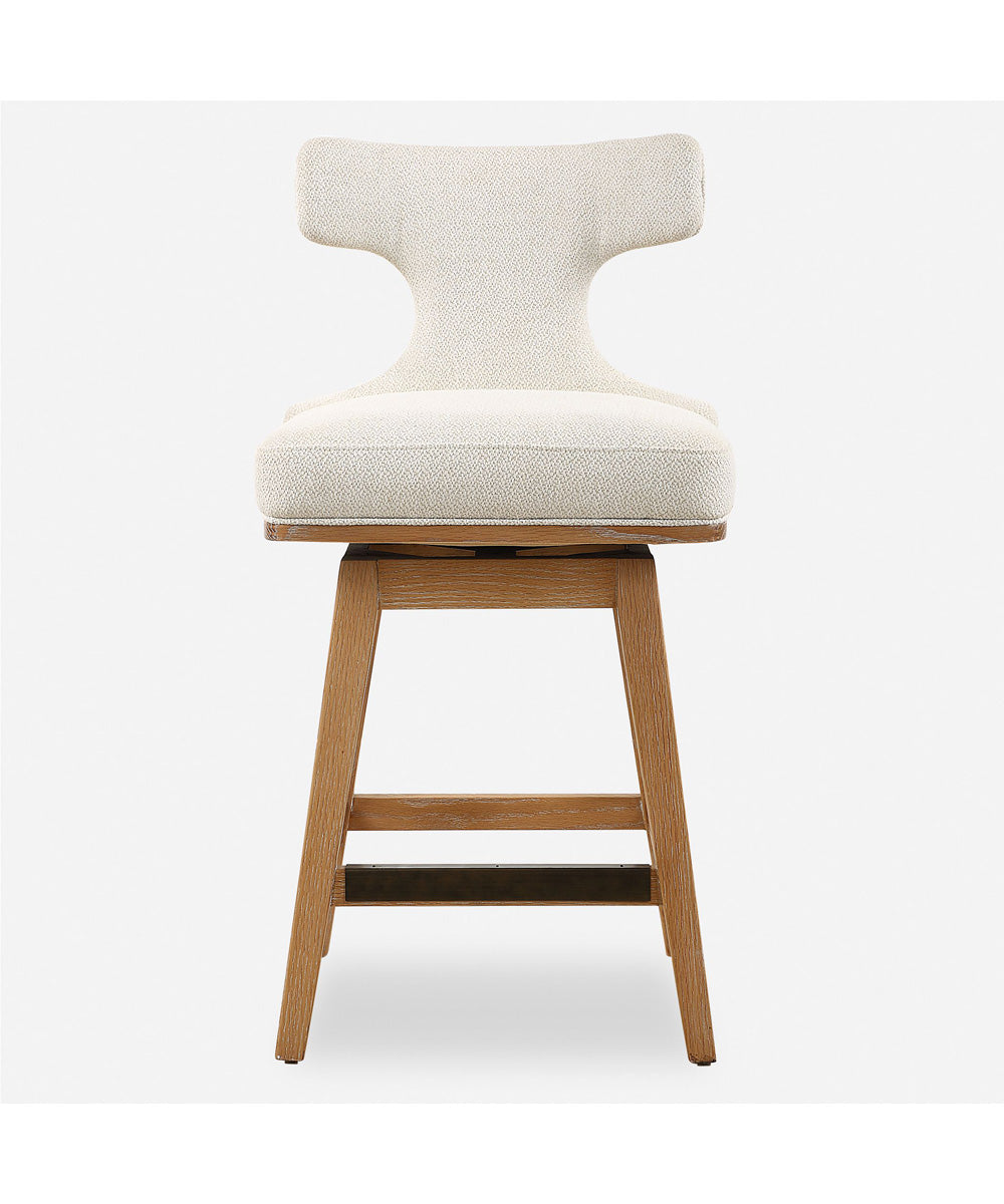 Klismos Off-White Fabric Counter Stool