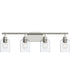 Reines 4-Light Bath Vanity with Clear Glass Shades Brushed Nickel