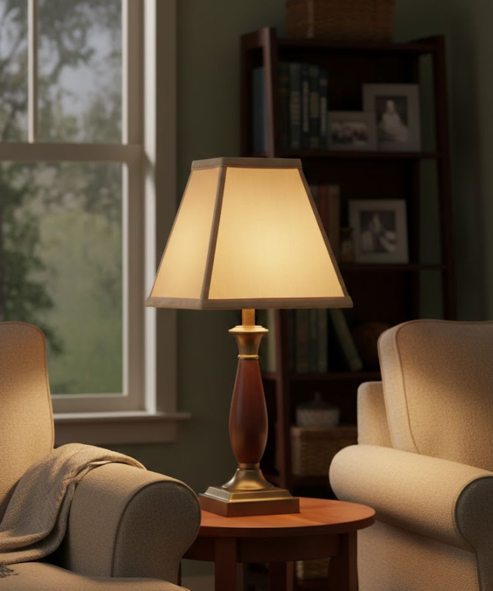 4x8x7 Tan Silk Shantung Tapered Square Hardback Lampshade