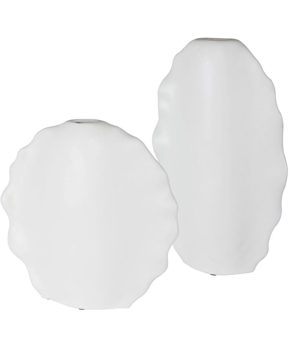 Ruffled Feathers Modern White Vases, Set of 2