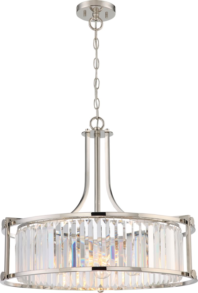 25"W Krys 4-Light Pendant Polished Nickel