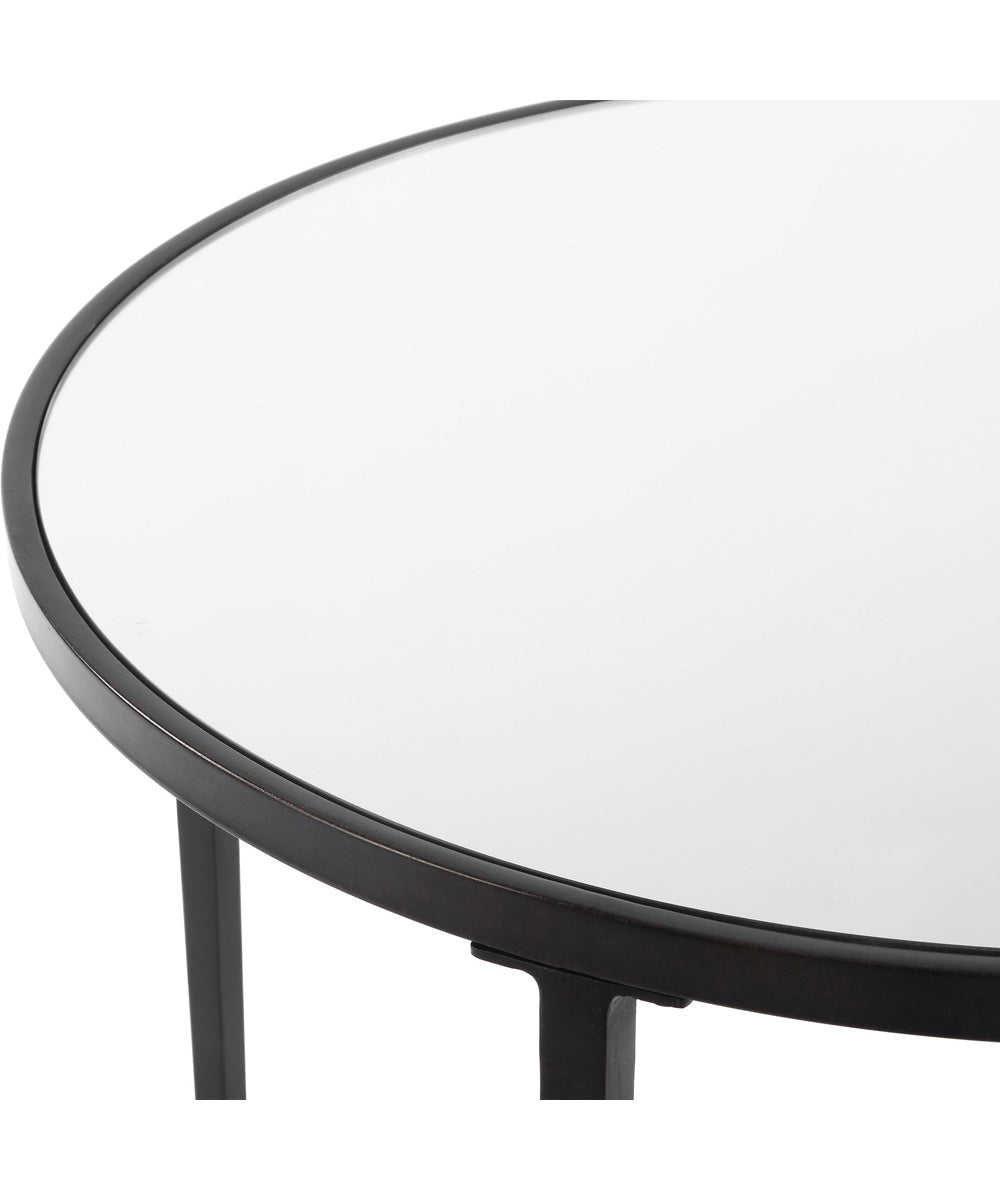 Accent Furniture with Tempered Glass and Mirror Satin Black