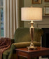 27"H 2-Light Table Lamp Burnished Brass