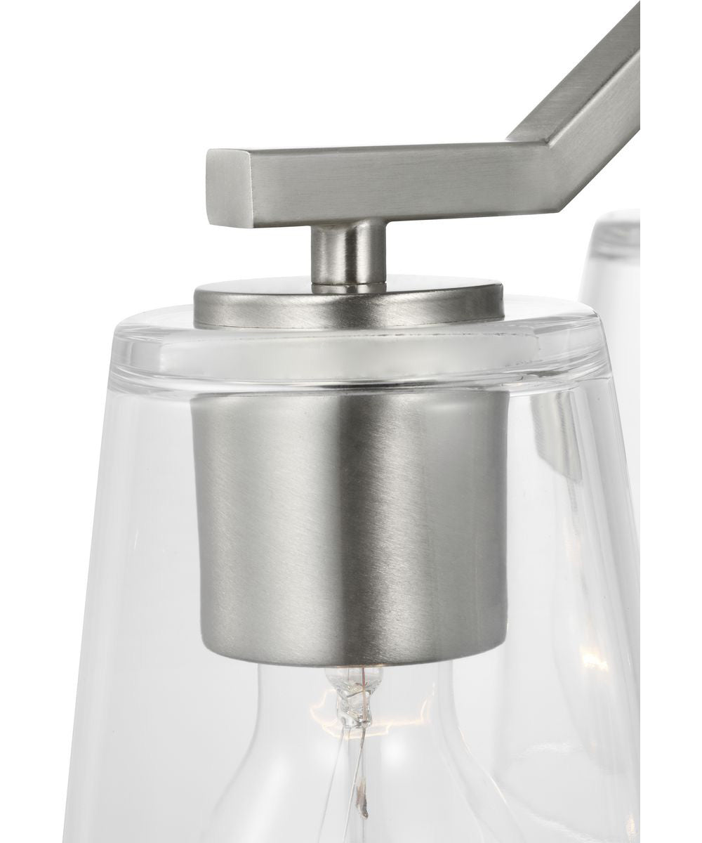 Vertex 3-Light Clear Glass Convertible Chandelier Brushed Nickel