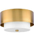 Silva 2-Light White Linen Shade 14" Flush Mount Brushed Bronze