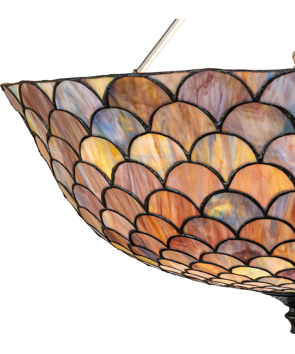 24" Wide Tiffany Fishscale Inverted Semi-Flushmount