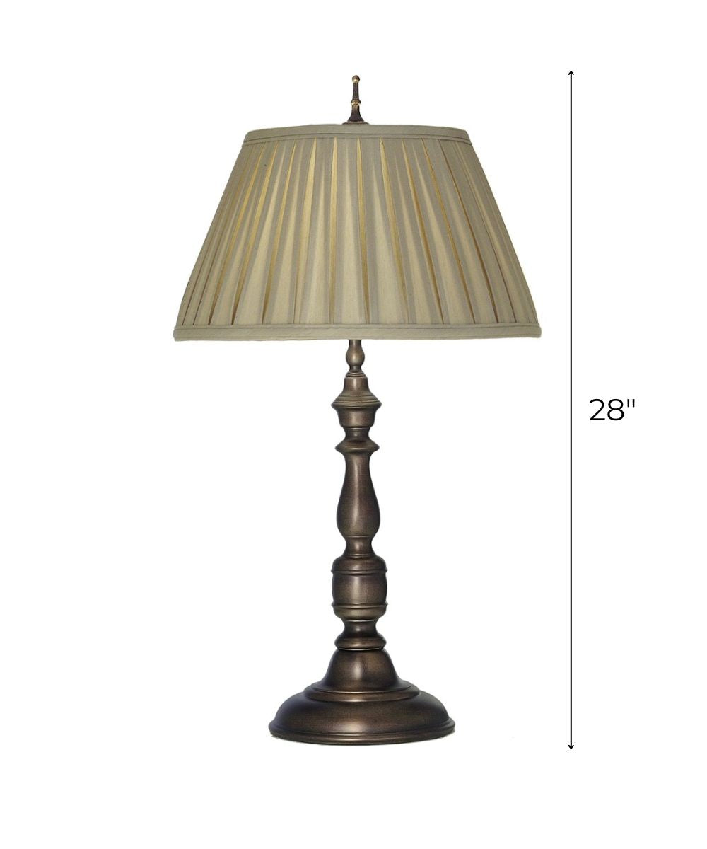28"H 1-Light 3-Way Table Lamp Antique Old Bronze