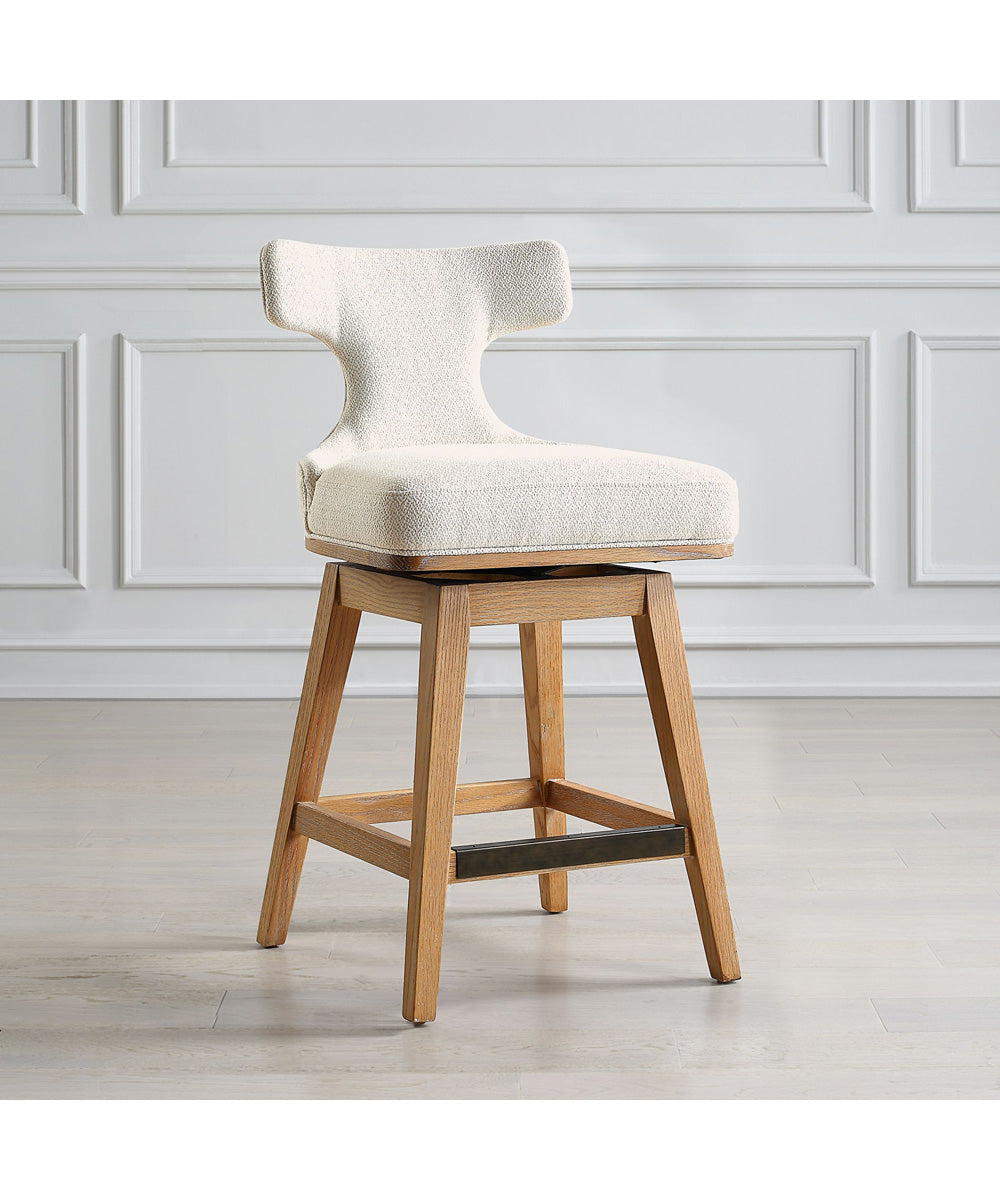 Klismos Off-White Fabric Counter Stool