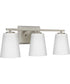 Vertex 3-Light Etched White Glass Contemporary Bath Light Brushed Nickel