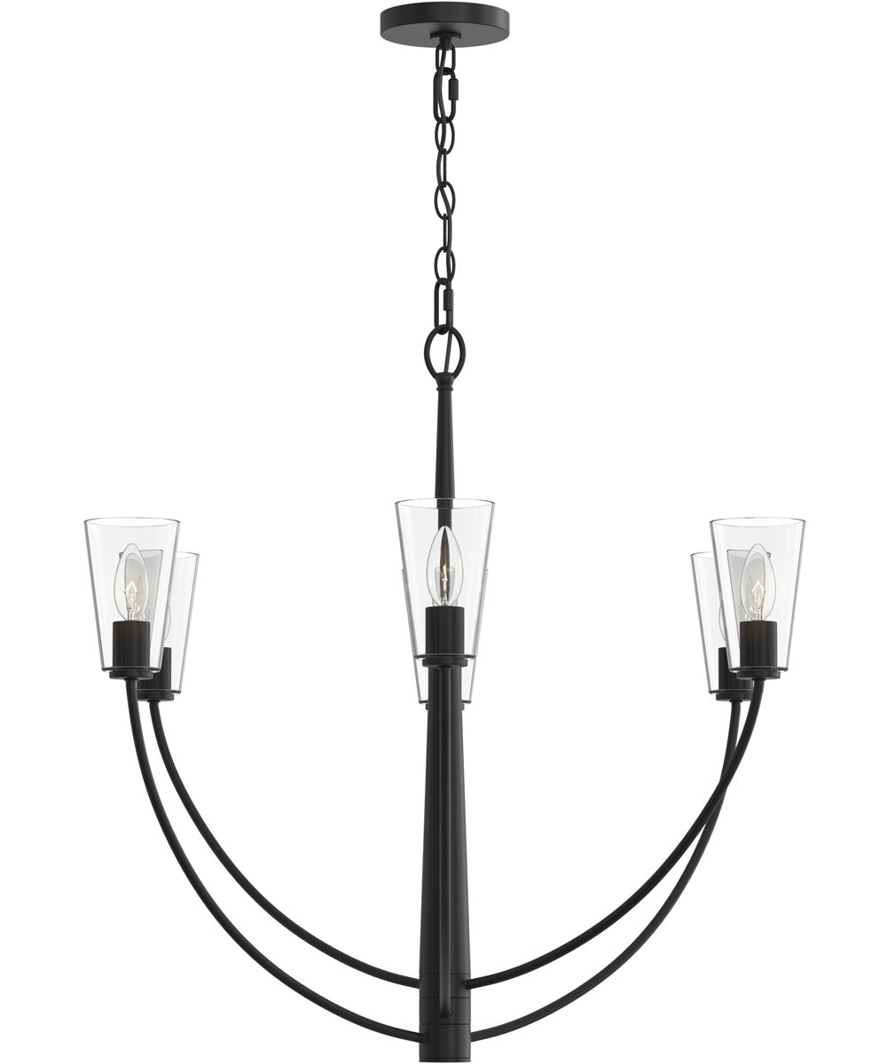 Jheni 6-Light Chandelier with Clear Glass Shades Matte Black