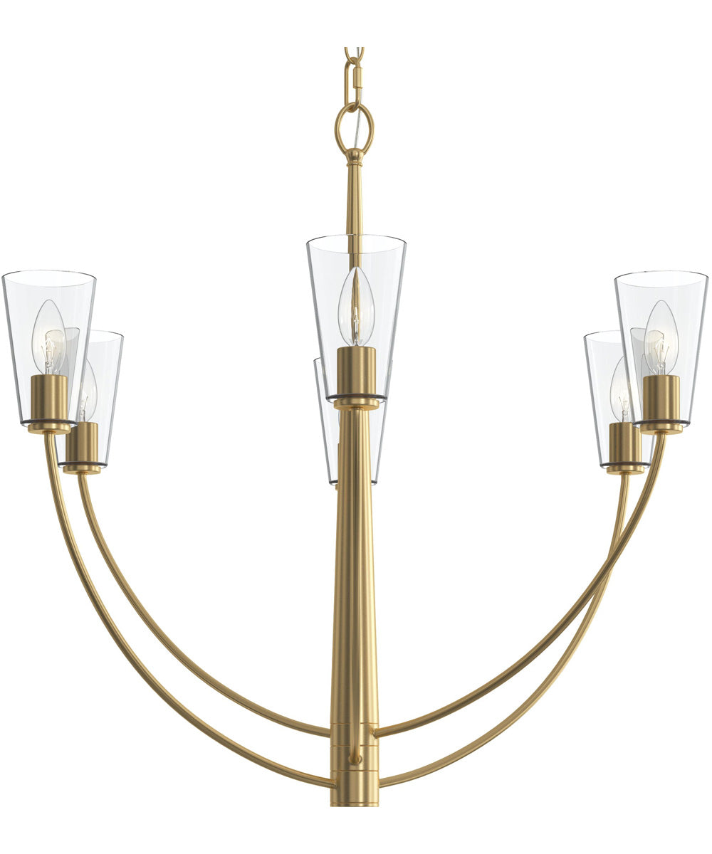 Jheni 6-Light Chandelier with Clear Glass Shades Brushed Gold