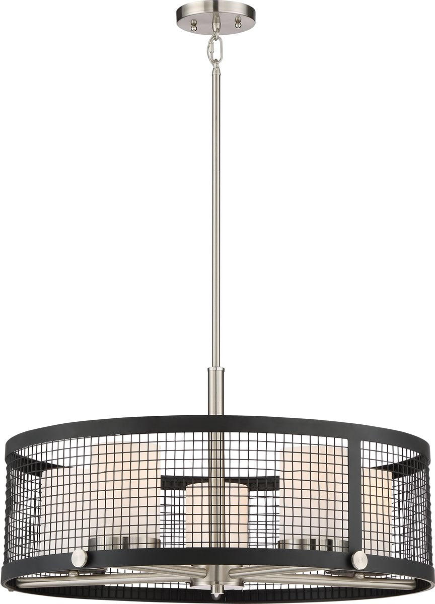 26"W Pratt 5-Light Pendant Black / Brushed Nickel Accents