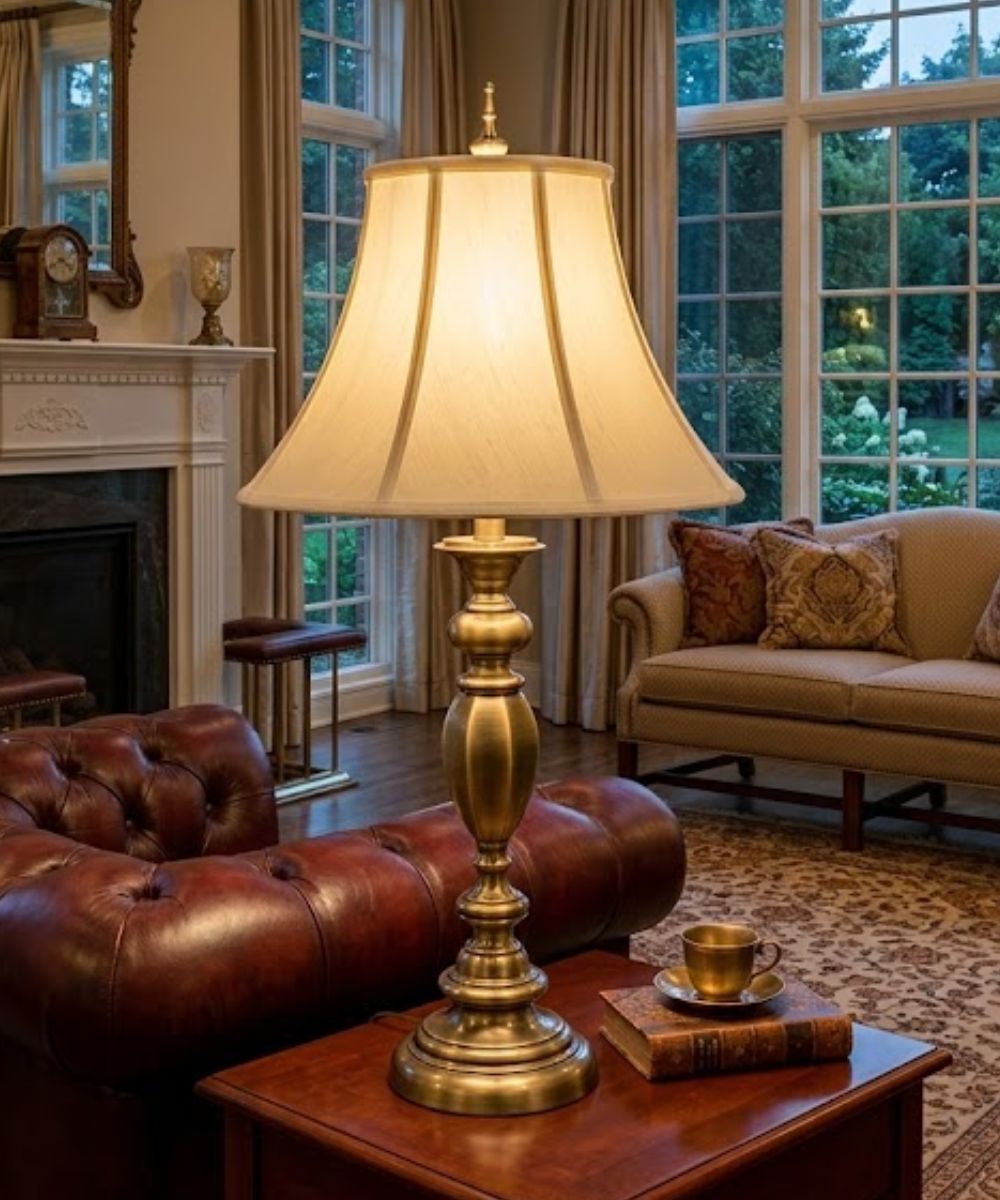 33"H 3-Way Table Lamp Antique Brass