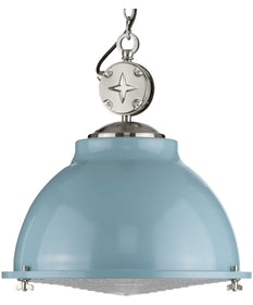 Medal 1-Light Clear Patterned Glass Coastal Pendant Light Coastal Blue