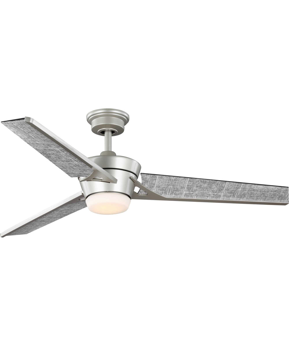 Kasota 56" 3-Blade Charcoal Linen/Indoor/Outdoor LED DC Motor Modern Ceiling Fan Painted Nickel