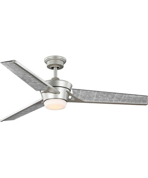 Kasota 56" 3-Blade Charcoal Linen/Indoor/Outdoor LED DC Motor Modern Ceiling Fan Painted Nickel