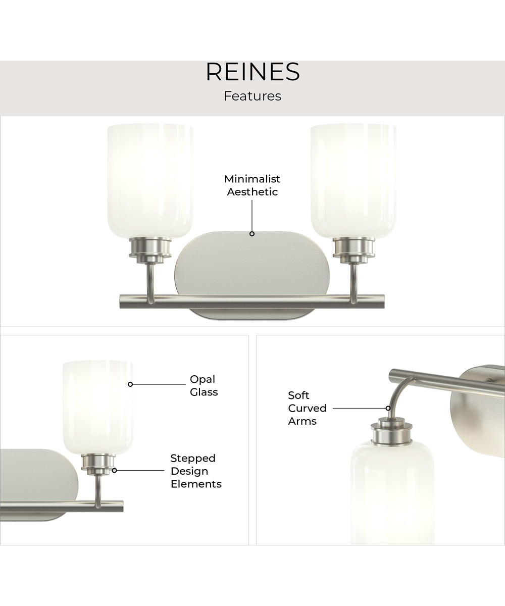 Reines 2-Light Bath Vanity with Opal Glass Shades Brushed Nickel