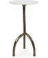 Accent Table with Tripod-Inspired Base in Antique Brass and White Marble