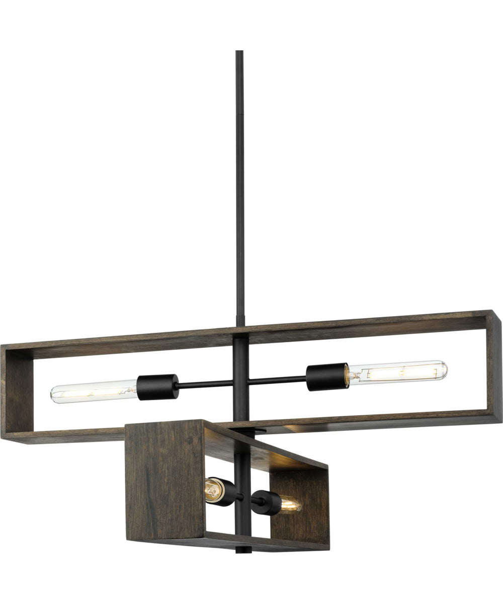 Boundary 4-Light Roasted Chicory Modern Chandelier Matte Black