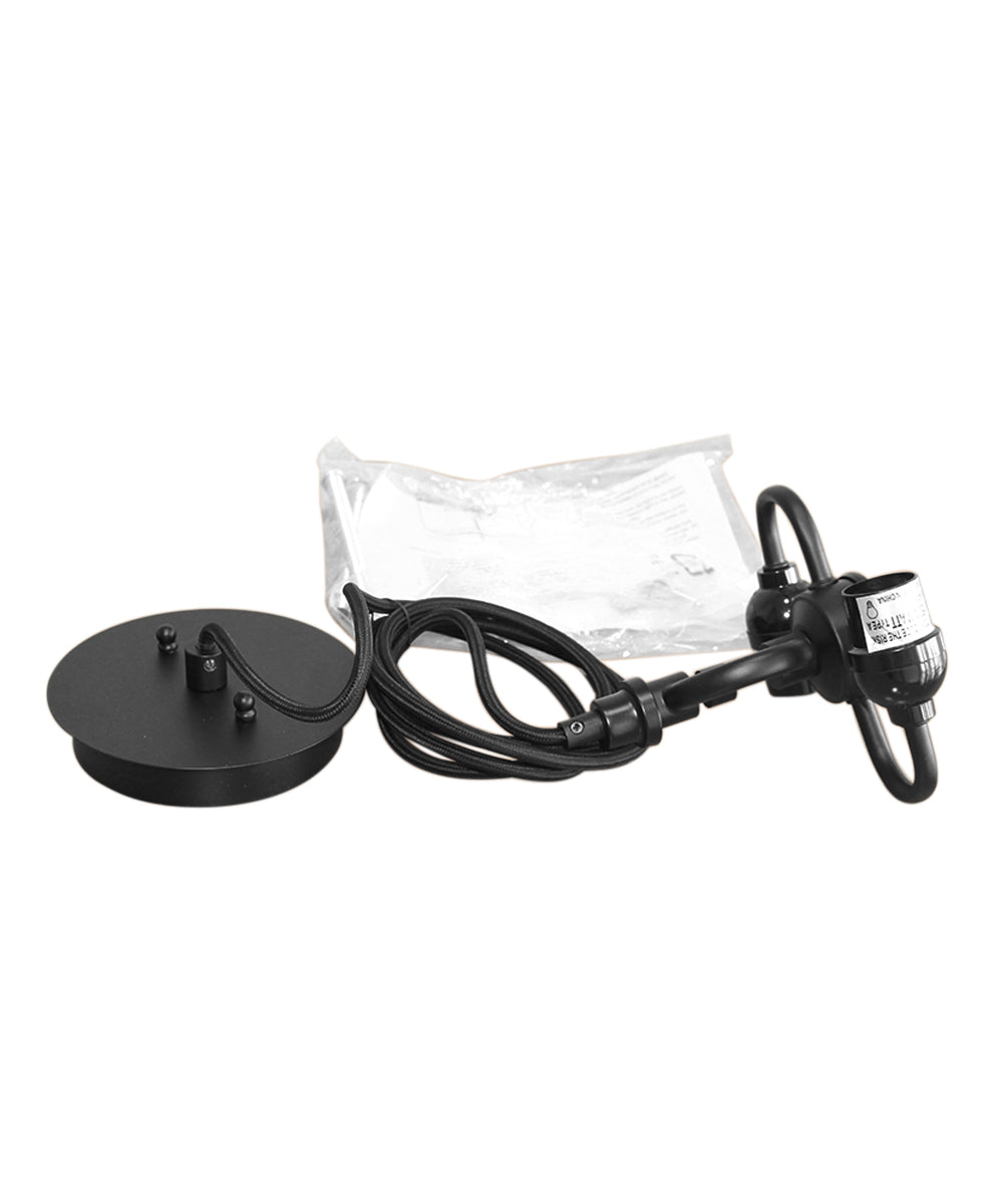 14" W 2 Light Pendant White Shade with Diffuser, Black Cord